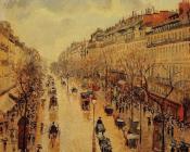 卡米耶 毕沙罗 : Boulevard Montmartre, Afternoon, in the Rain